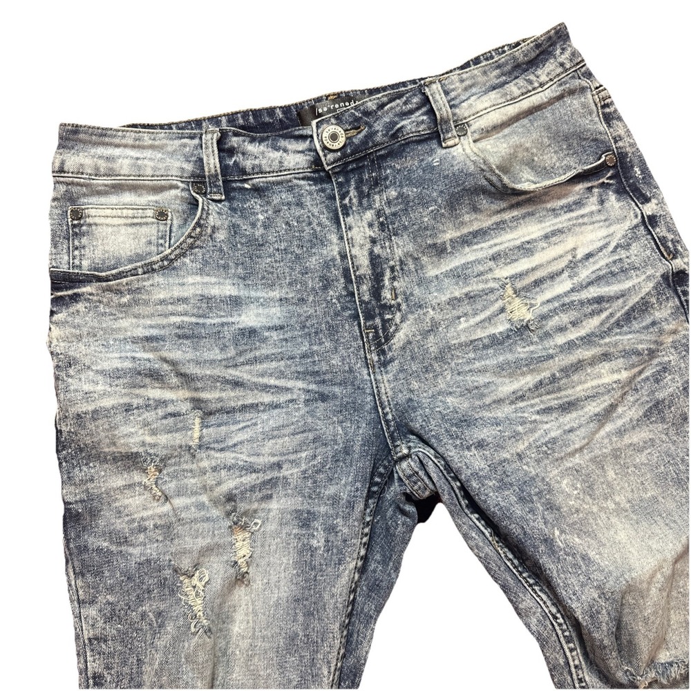 Serenade Mens 36 (fit 34/33) Blue Distressed Ripped Denim Skinny Fit Jeans